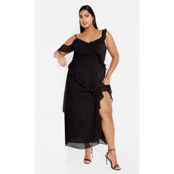 City Chic Ruffle Love Maxi Dress Plus Size Large/20 US NIP Holiday NYE Wedding - Picture 1 of 5